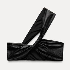 NWT ZARA ASYMMETRIC WRAP LEATHER TOP